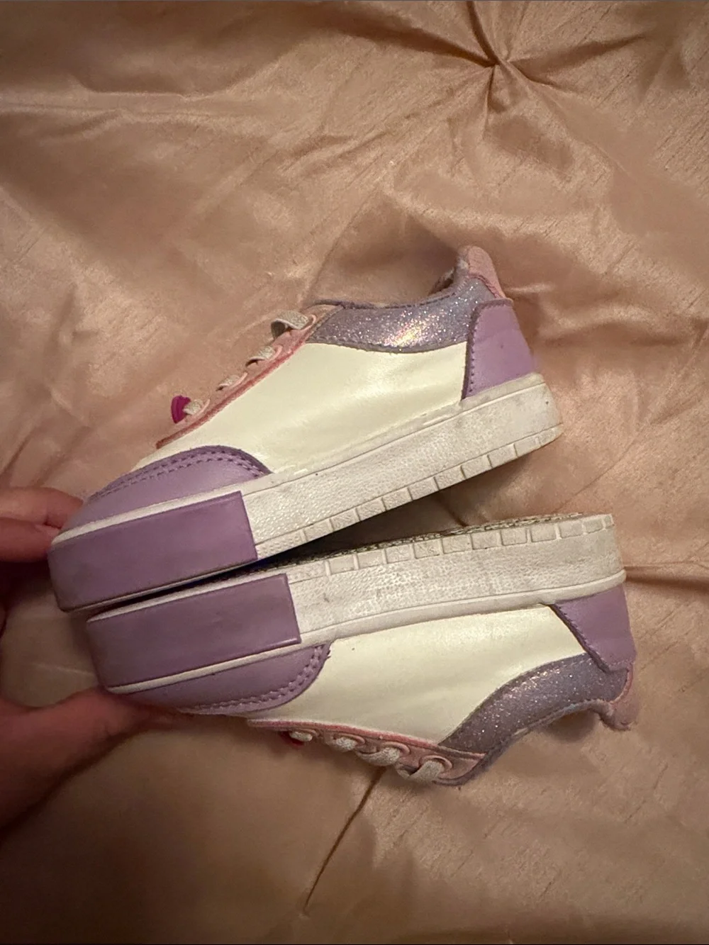 Bluey Ground up toddler Heart-Accent Sneakers in Pink, White and Lavender